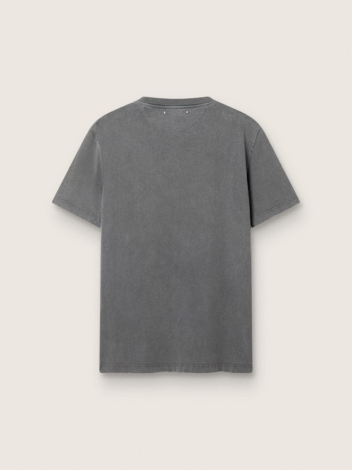 Men's anthracite gray T-shirt with distressed treatment