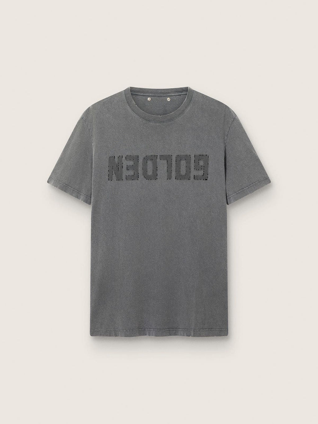Men's anthracite gray T-shirt with distressed treatment
