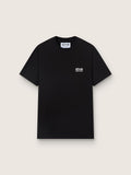 Men's black T-shirt with contrasting white logo and star