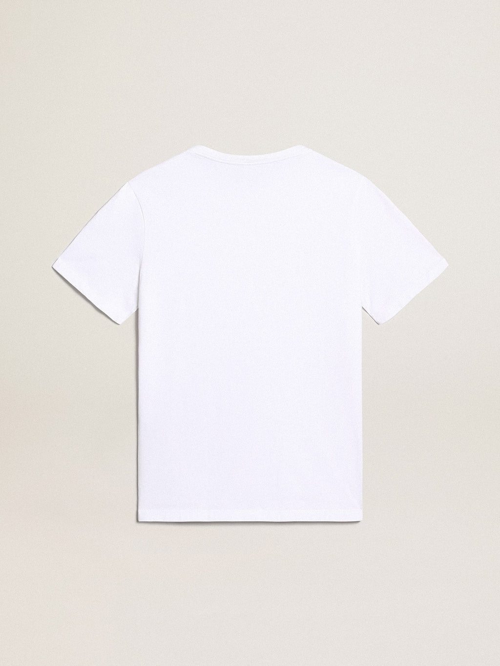 White T-shirt with contrasting black logo on the front