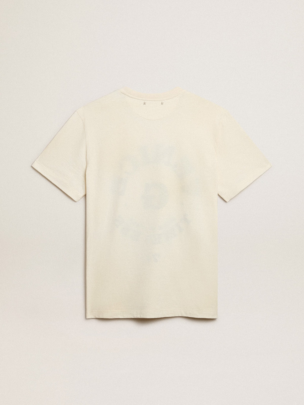 Men’s cotton T-shirt in aged white with faded lettering