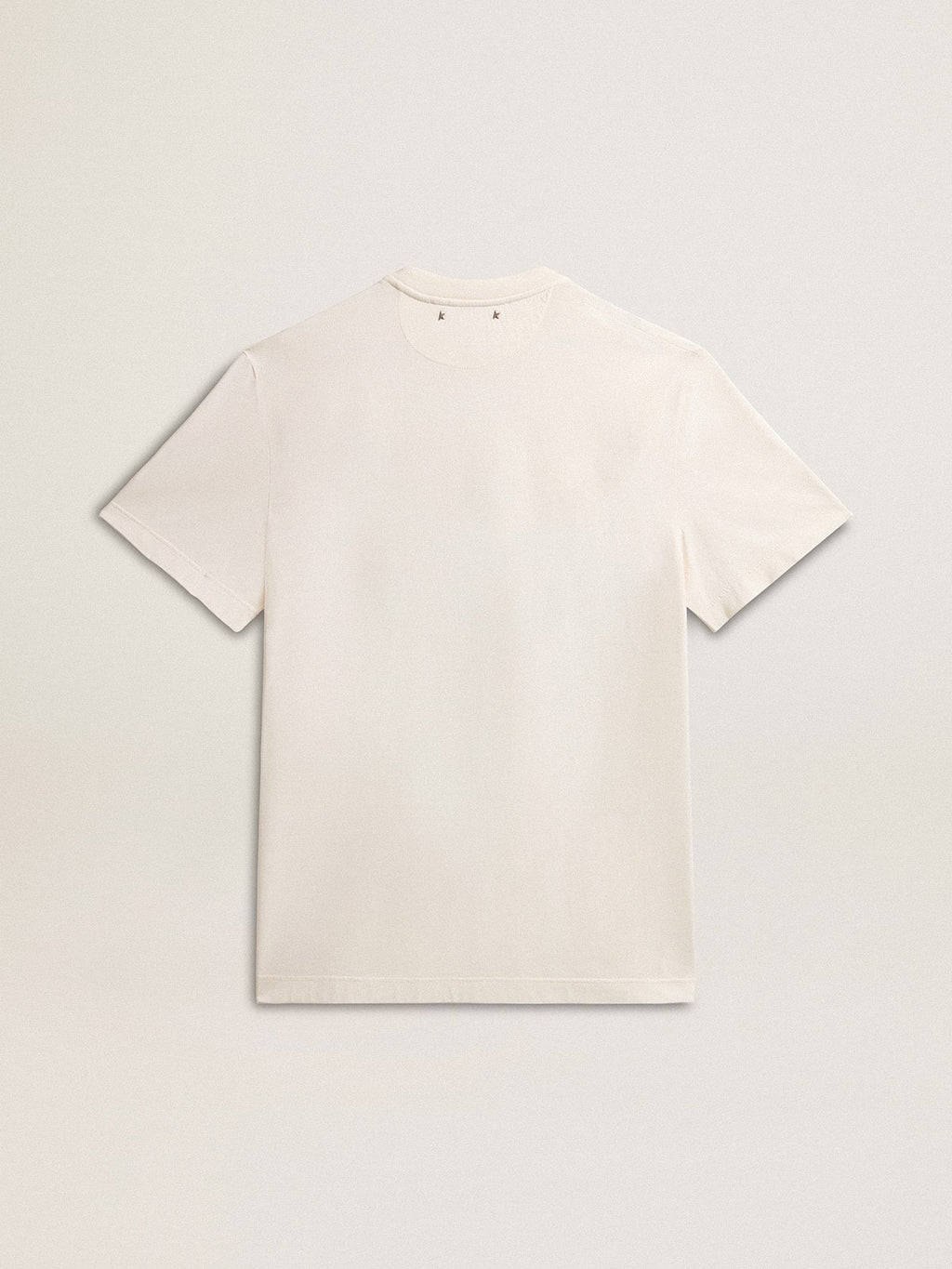Men's cotton T-shirt in aged white with print on the heart