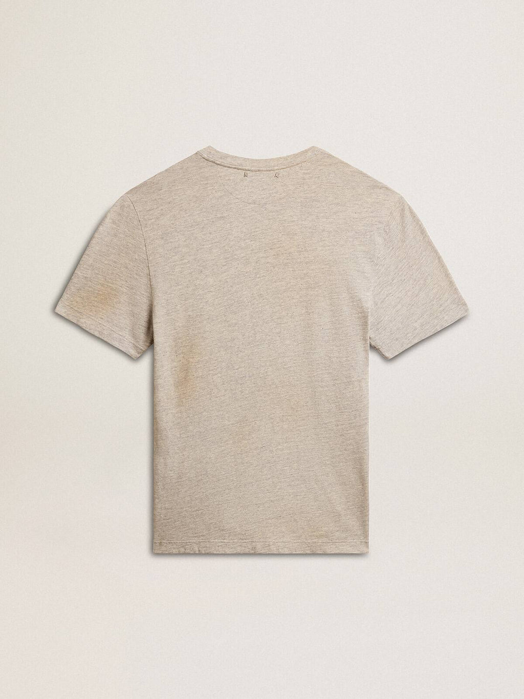 Men's gray cotton T-shirt with vintage print on the front