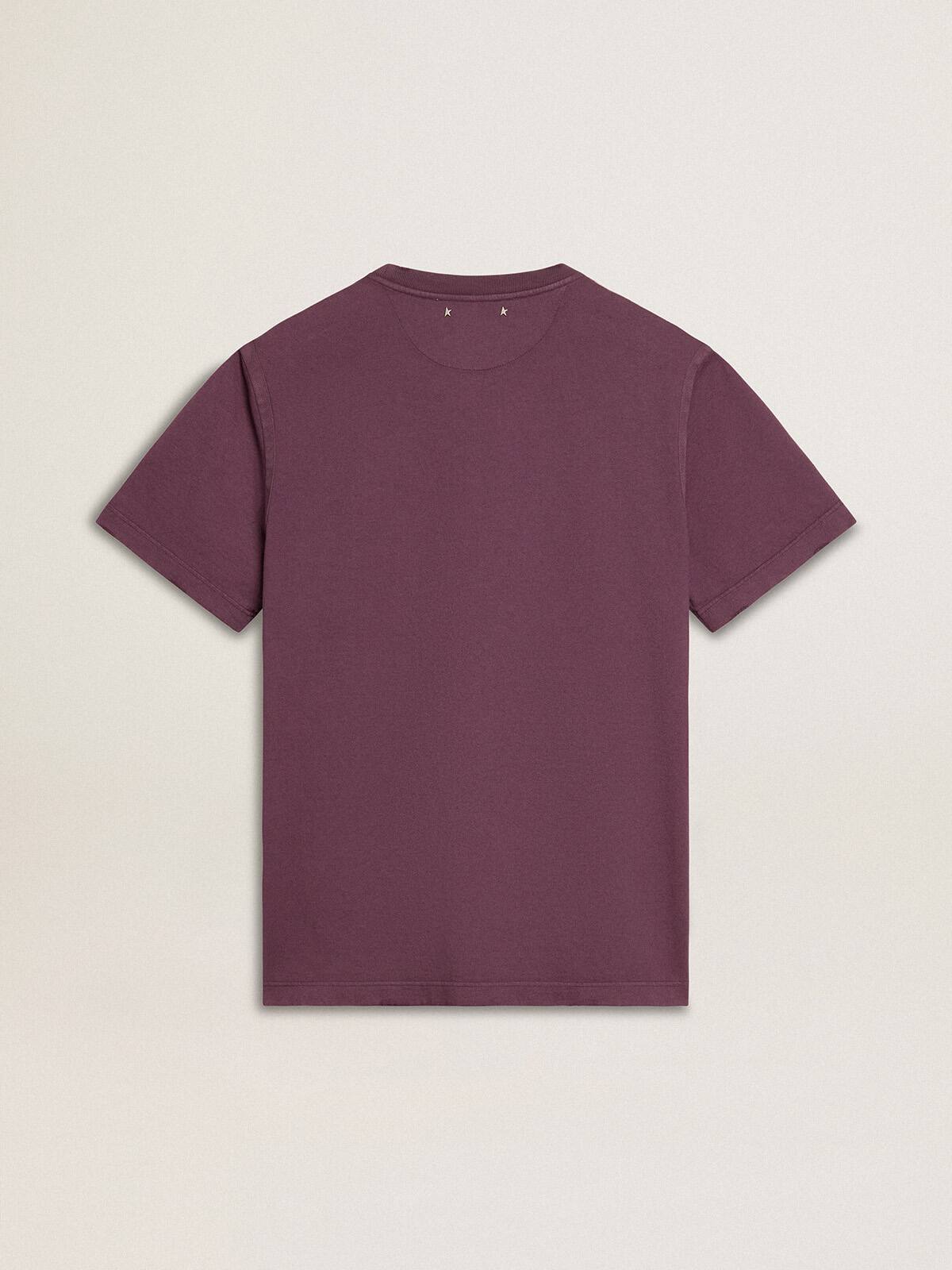 Men’s cotton T-shirt in worn purple with logo print