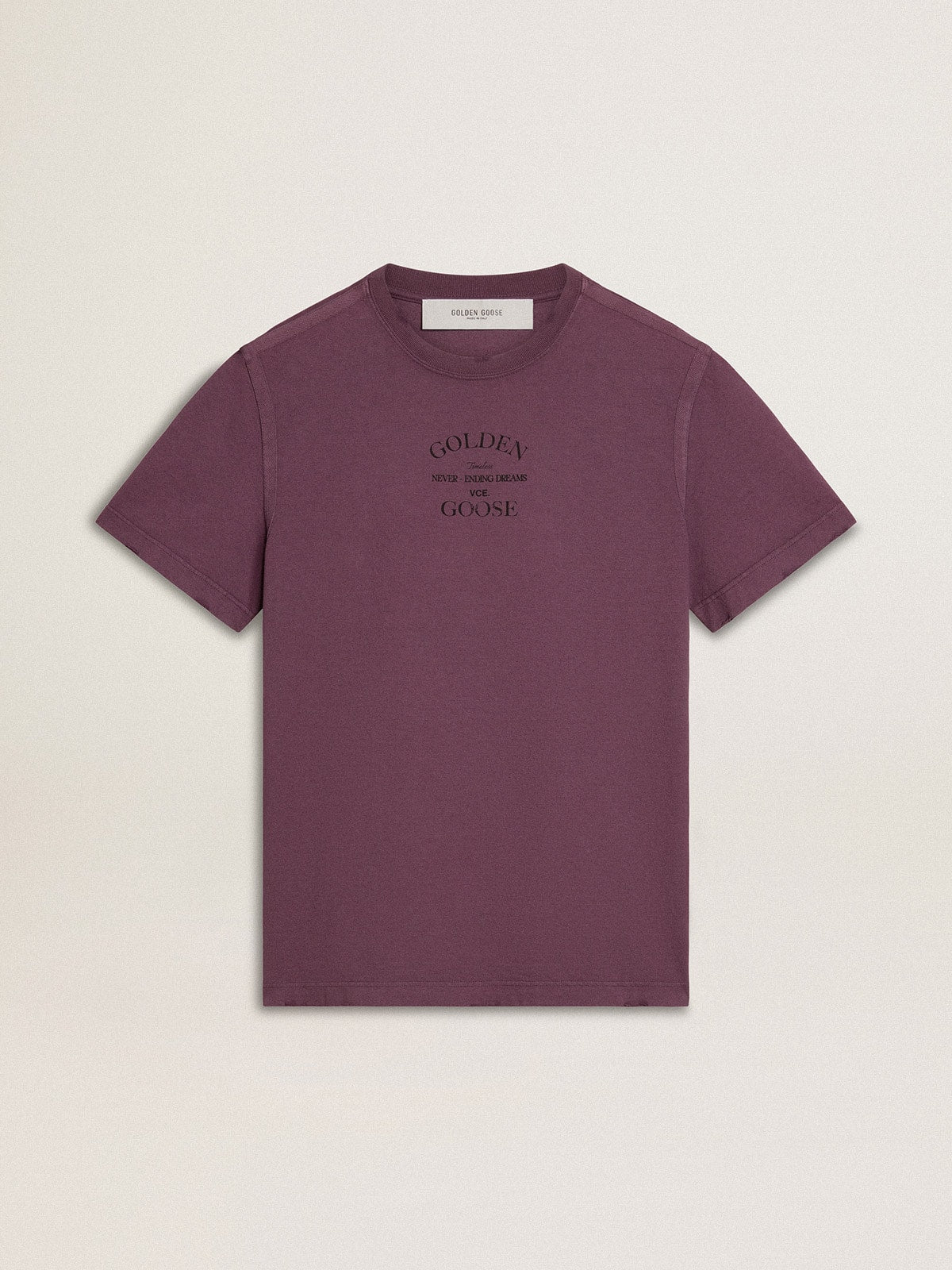 Men’s cotton T-shirt in worn purple with logo print