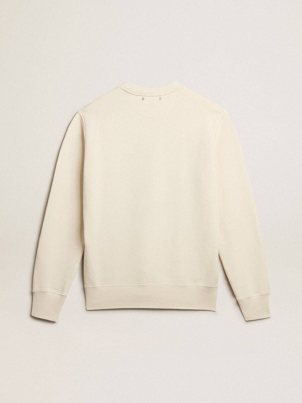 Men's aged white cotton sweatshirt with embroidery on the front