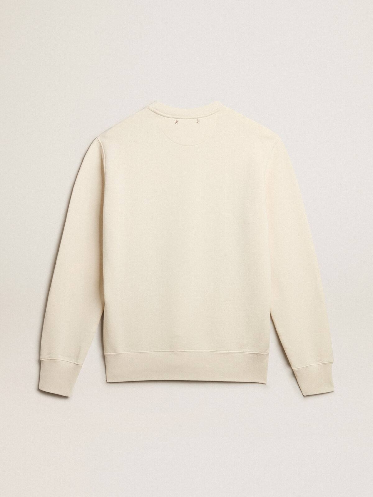 Men's aged white cotton sweatshirt with embroidery on the front
