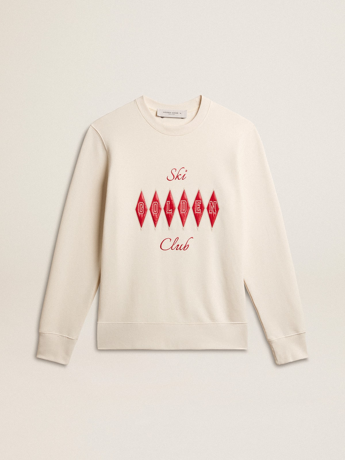 Men's cotton crew-neck sweatshirt with embroidered lettering