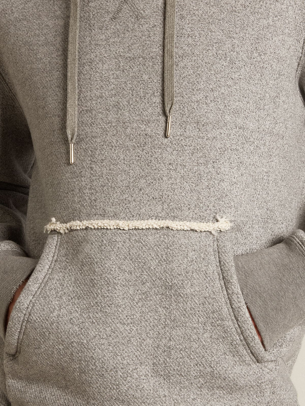 Gray melange cotton sweatshirt with hood
