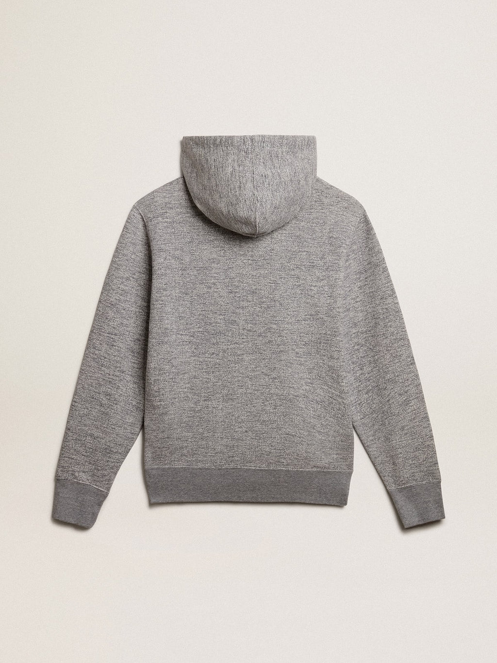 Gray hooded sweatshirt with front pocket