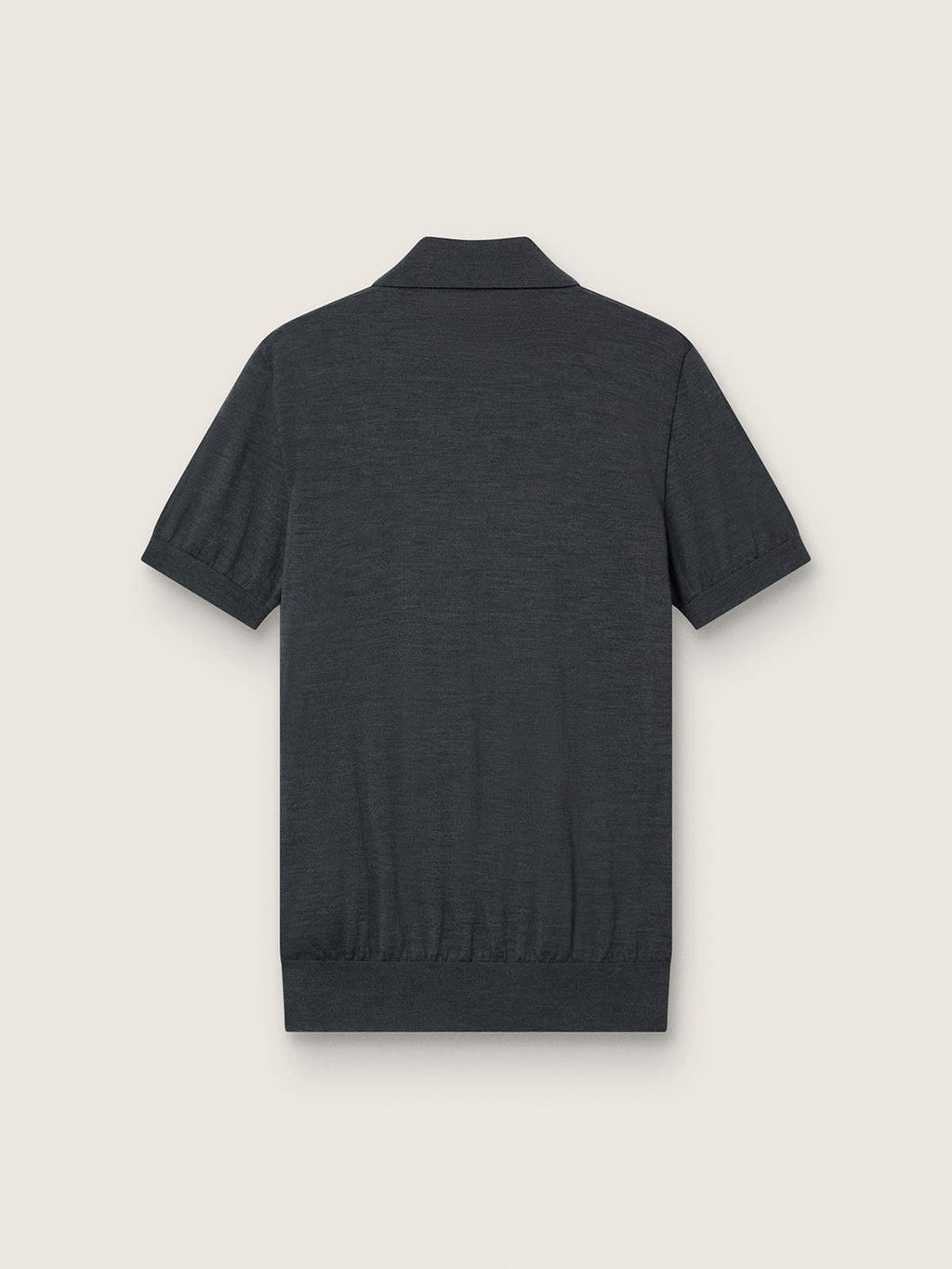 Men’s short-sleeved polo shirt in gray merino wool