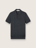 Men’s short-sleeved polo shirt in gray merino wool