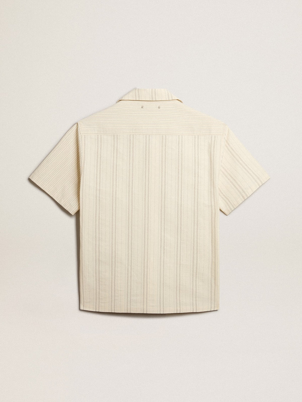 Men's short-sleeved shirt in ecru-colored cotton