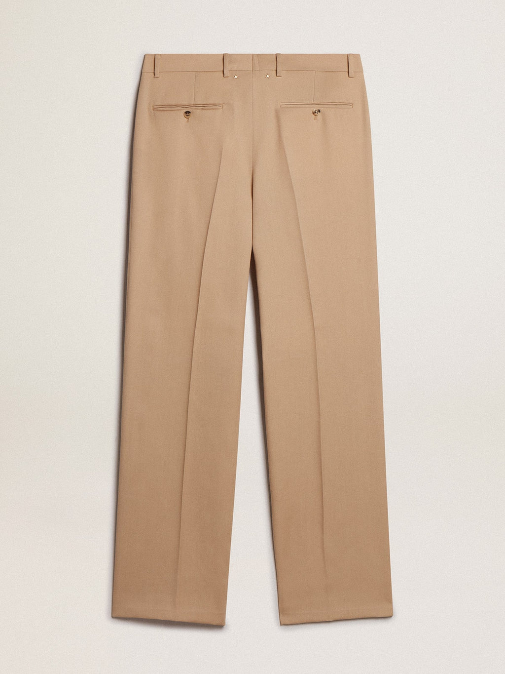 Men’s wool gabardine pants in sand