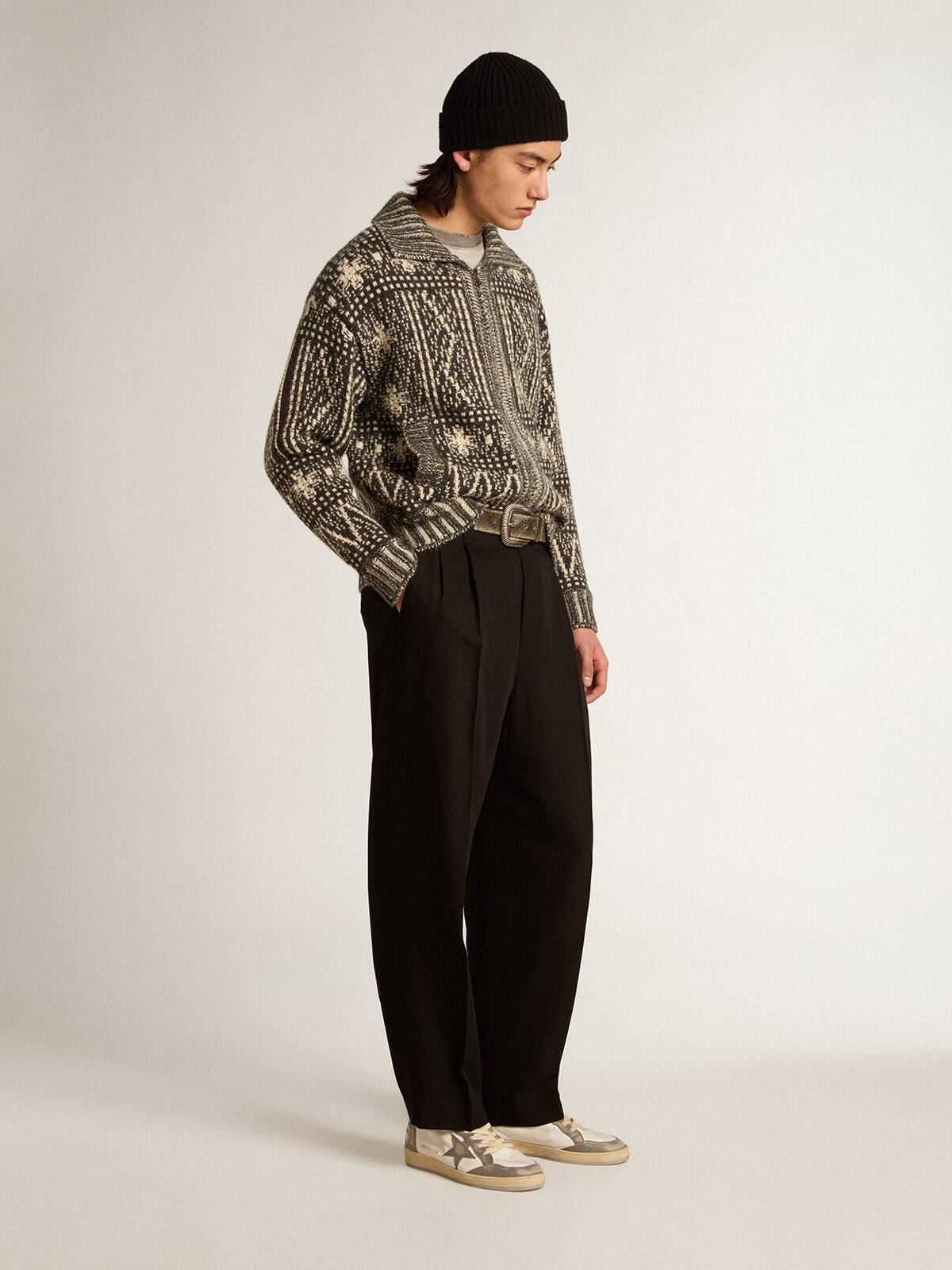 Black wool and viscose blend pants