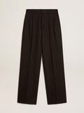 Black wool and viscose blend pants