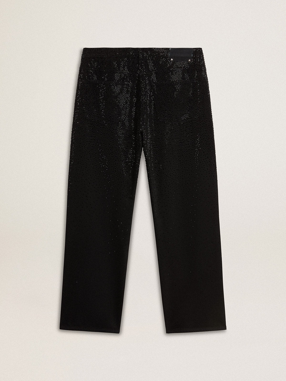 Men's black jeans with a loose fit and gradient effect all-over crystals