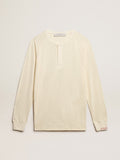 Men's long-sleeved T-shirt in panama-colored linen