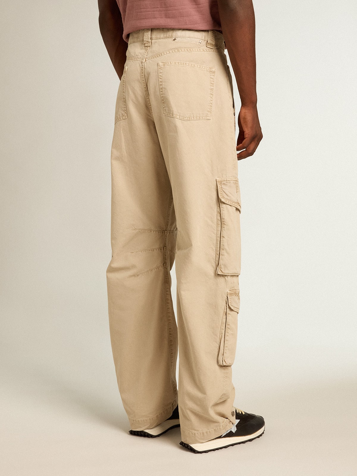 Men's khaki-colored cotton cargo pants
