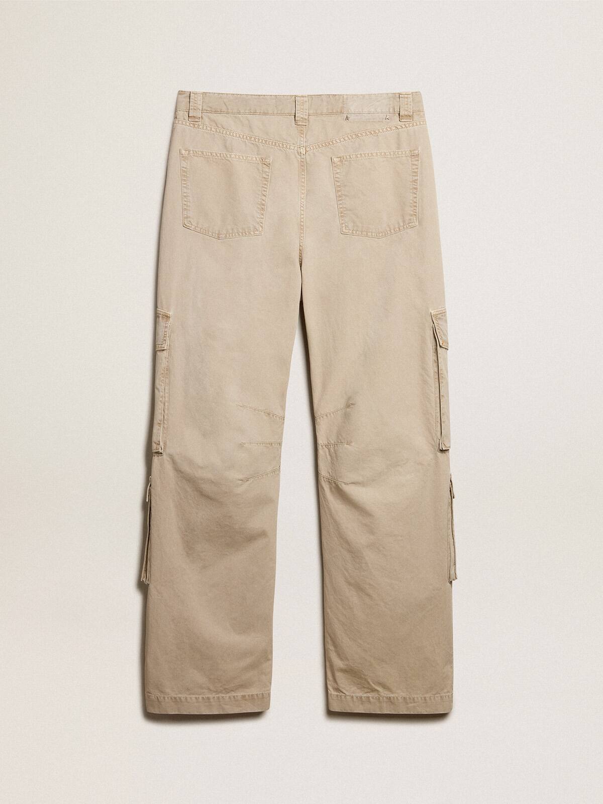 Men's khaki-colored cotton cargo pants