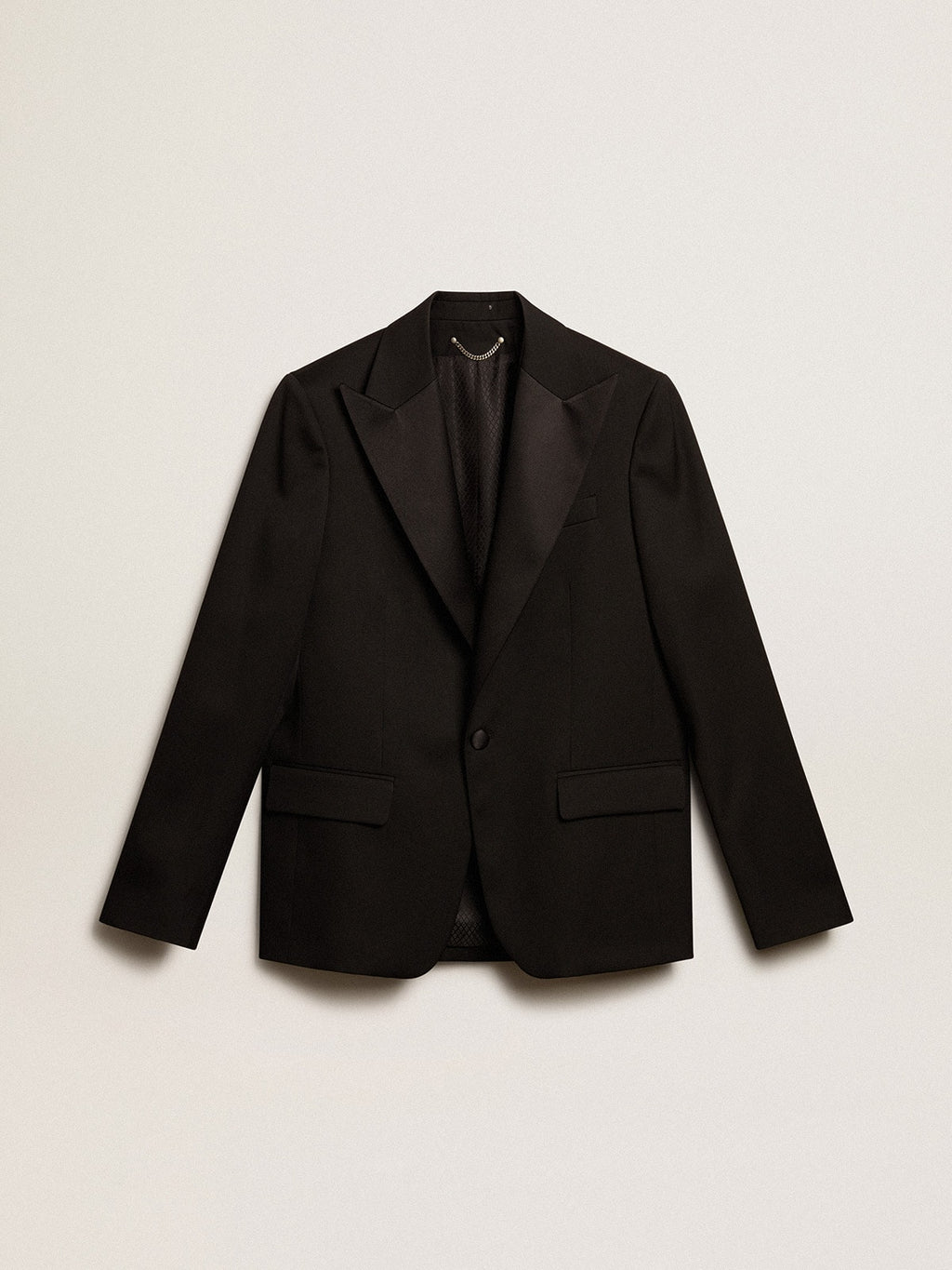 Men’s tuxedo jacket in black wool gabardine