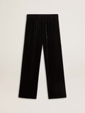 Men's black velvet effect pants