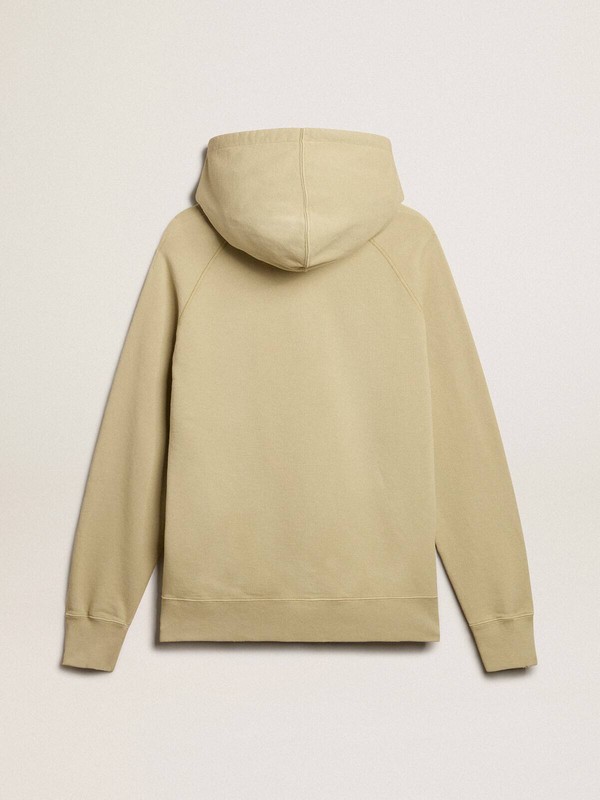 Pale eucalyptus-colored hoodie with front pocket