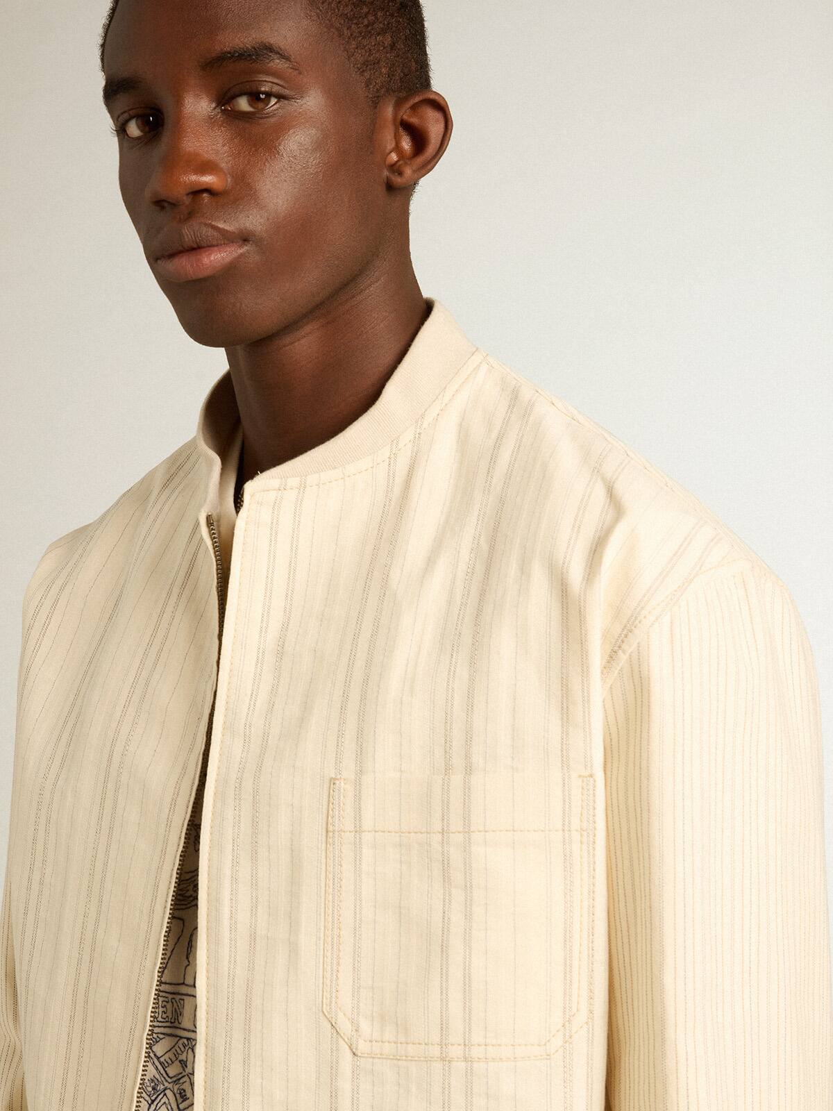 Ecru-colored cotton jacket with zip fastening