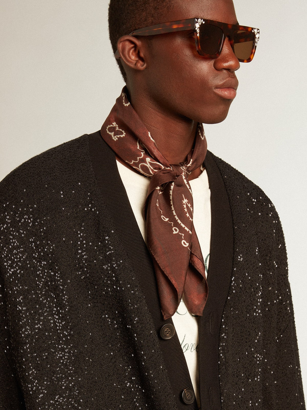 Men’s black sequined cardigan-jacket