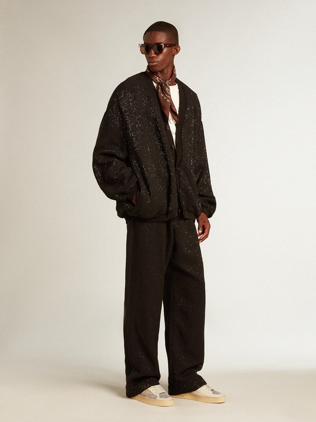 Men’s black sequined cardigan-jacket