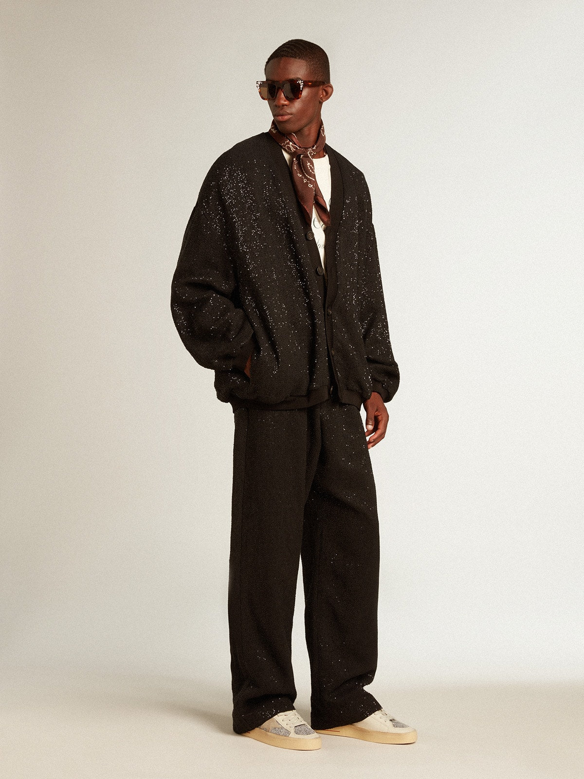 Men’s black sequined cardigan-jacket