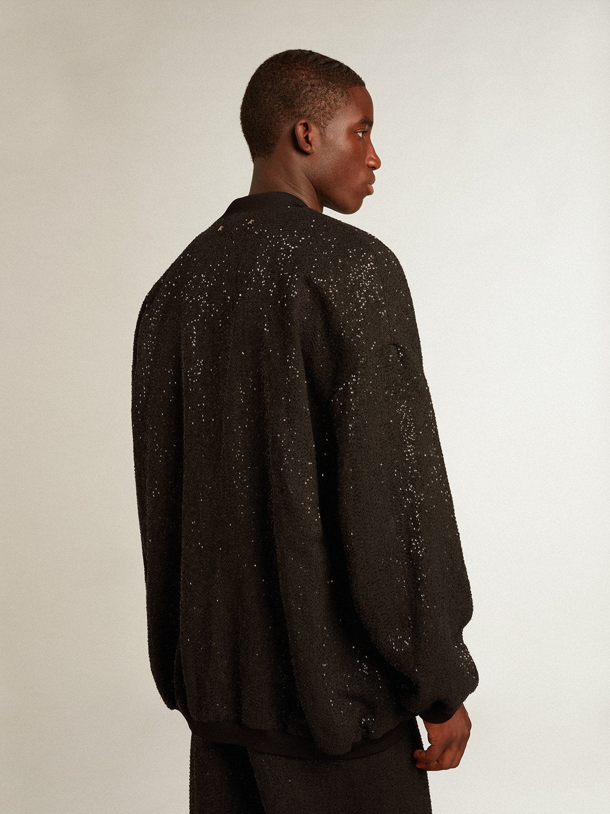 Men’s black sequined cardigan-jacket