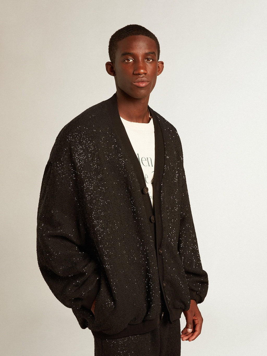 Men’s black sequined cardigan-jacket