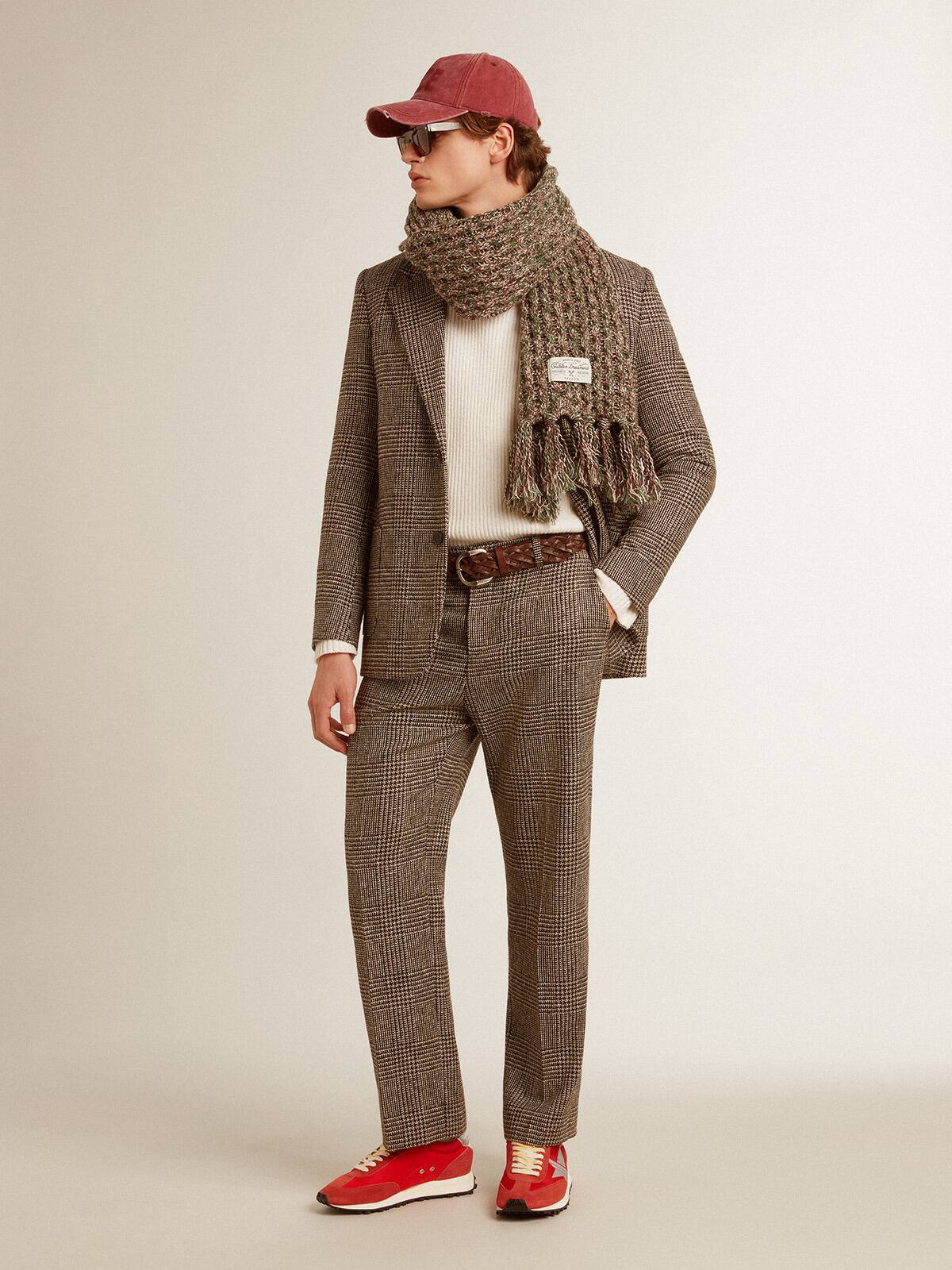 Gray single-breasted blazer for men in houndstooth wool