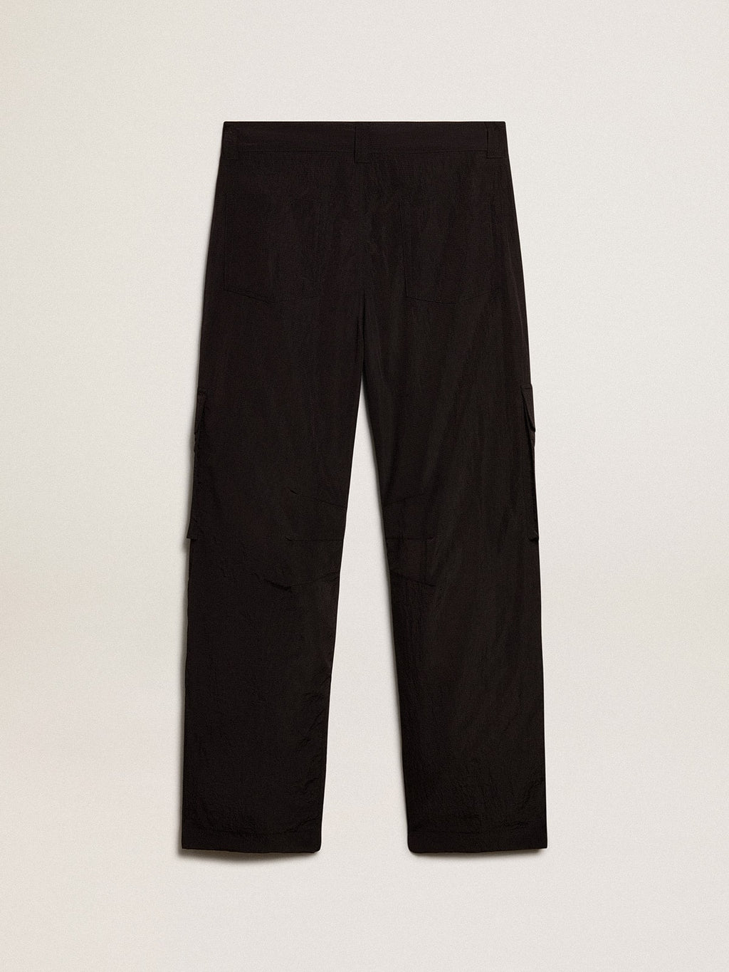 Black-colored ripstop nylon cargo pants