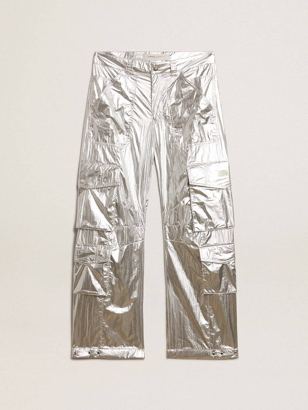 Men's cargo pants in silver technical fabric