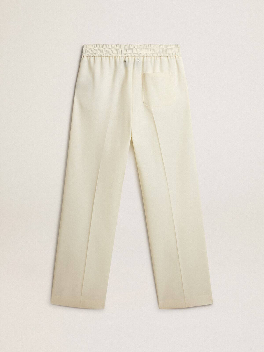 Men’s aged white wool gabardine joggers