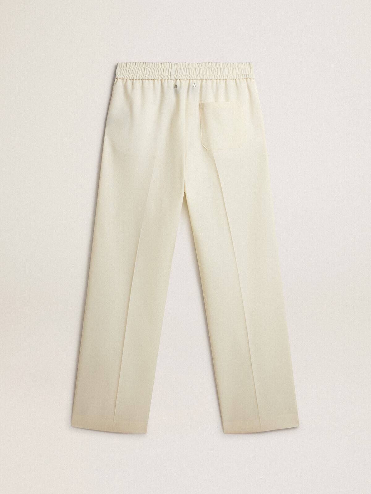 Men’s aged white wool gabardine joggers