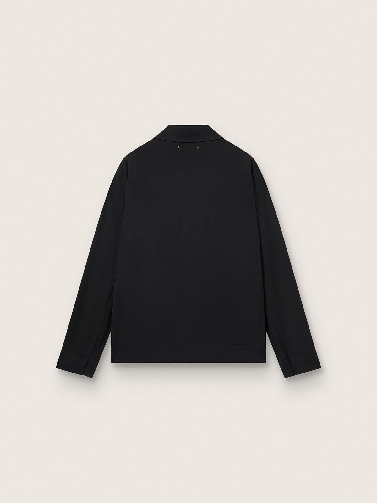 Men’s zip-up jacket in black wool gabardine