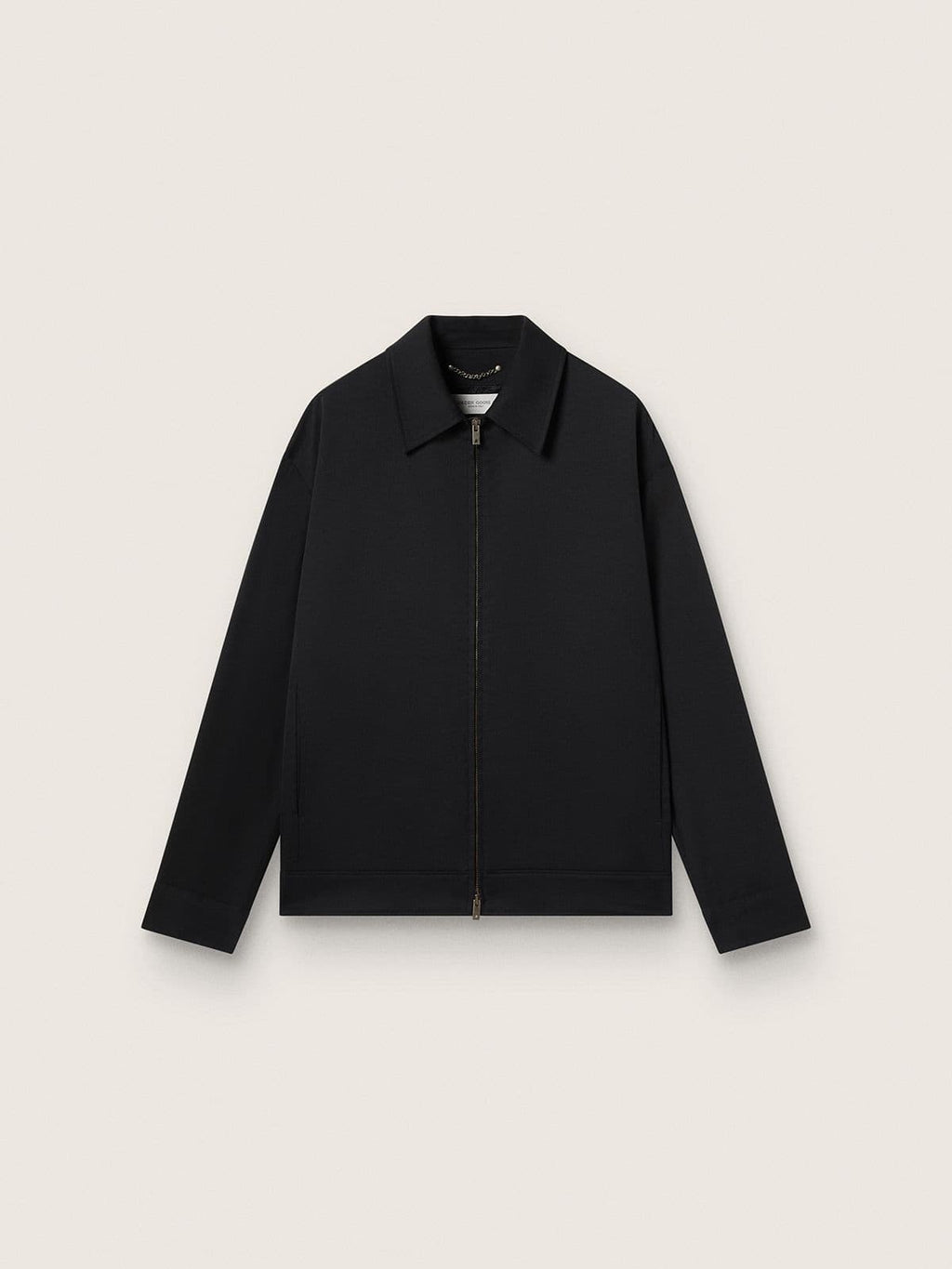 Men’s zip-up jacket in black wool gabardine