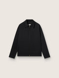 Men’s zip-up jacket in black wool gabardine