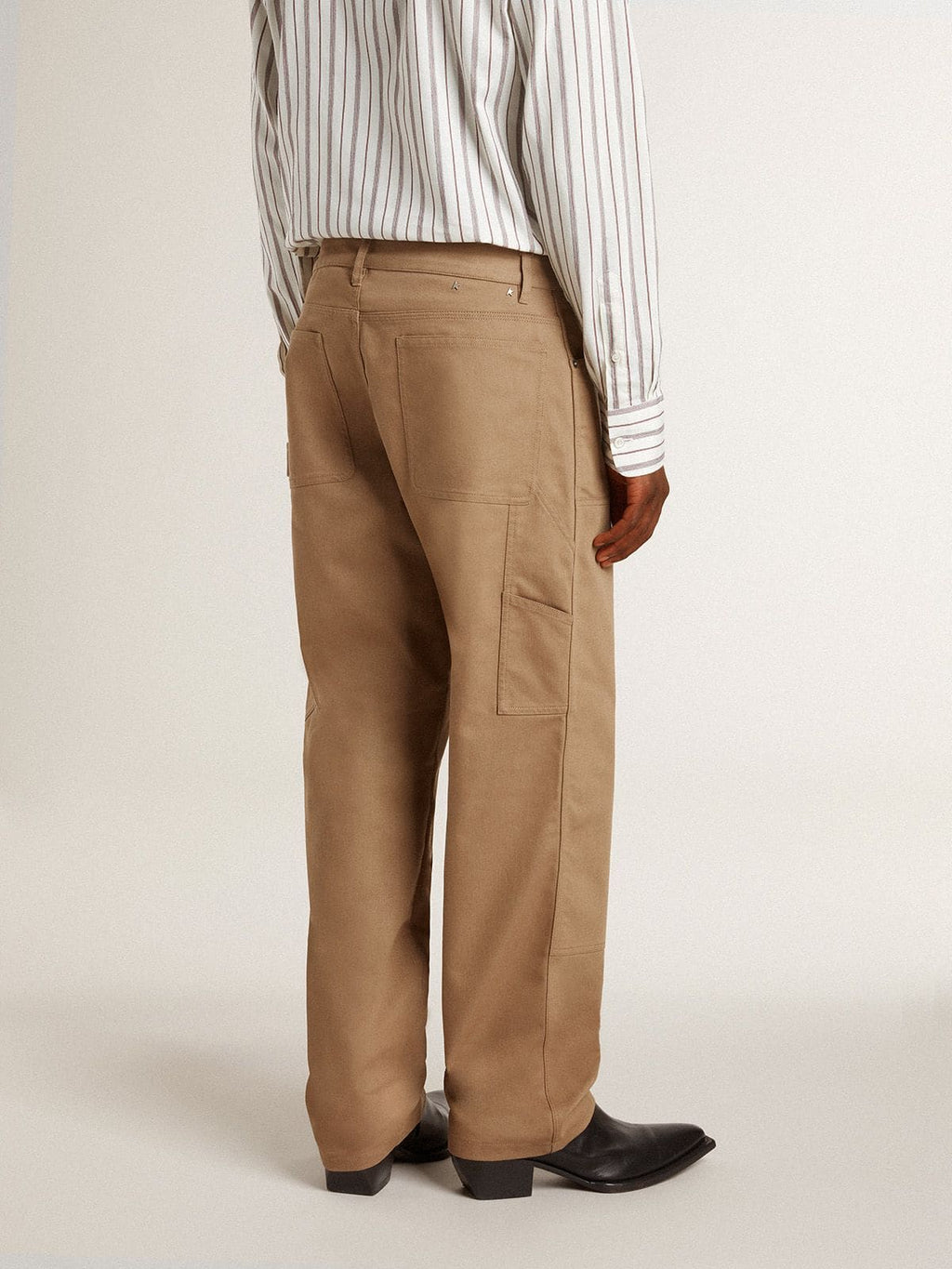 Men's beige pants with patches