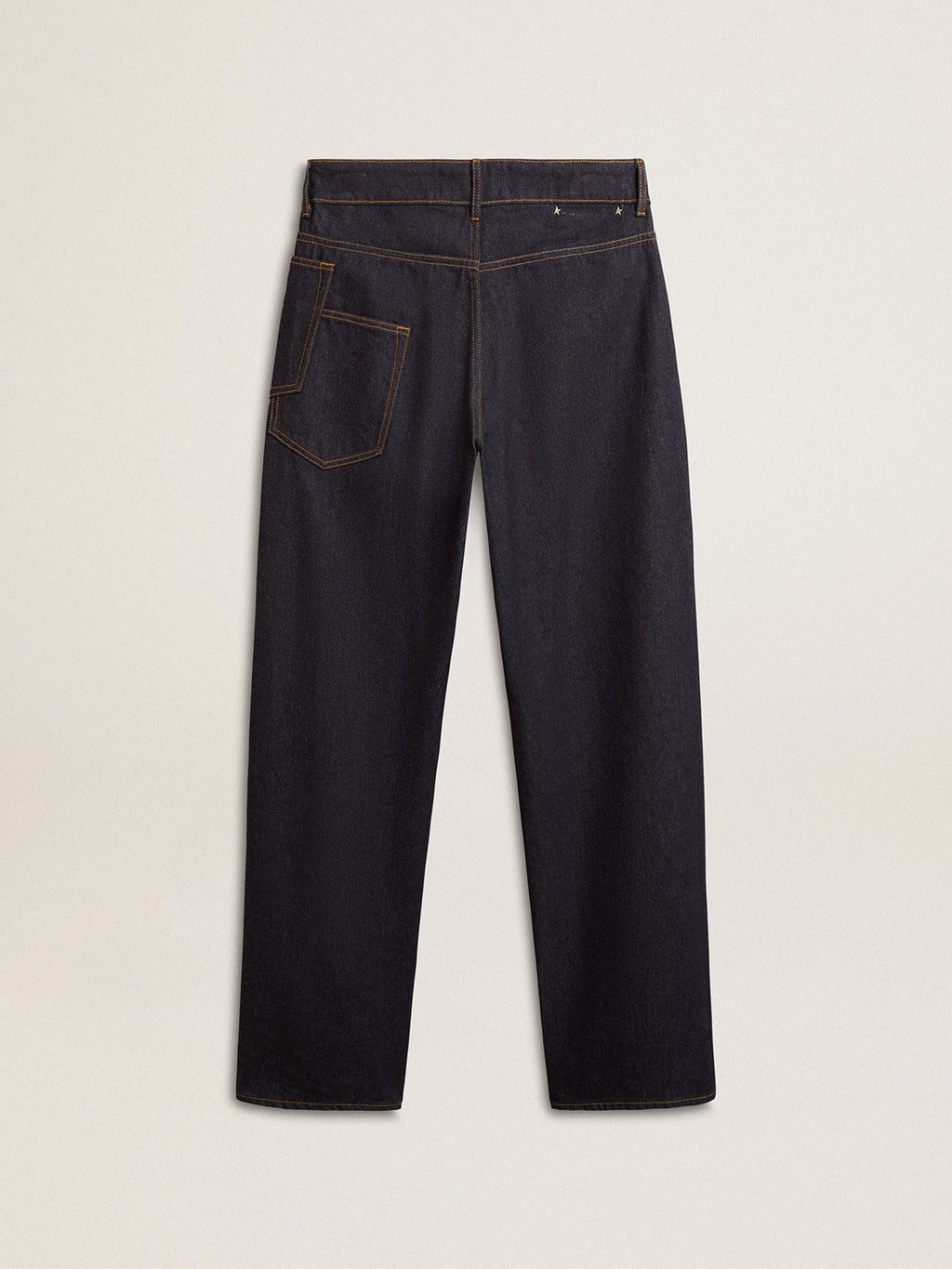Men’s dark blue wide-leg jeans in one-wash denim