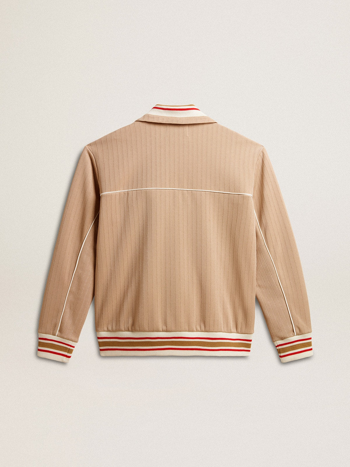 Men’s light beige zipped sweatshirt with white logo