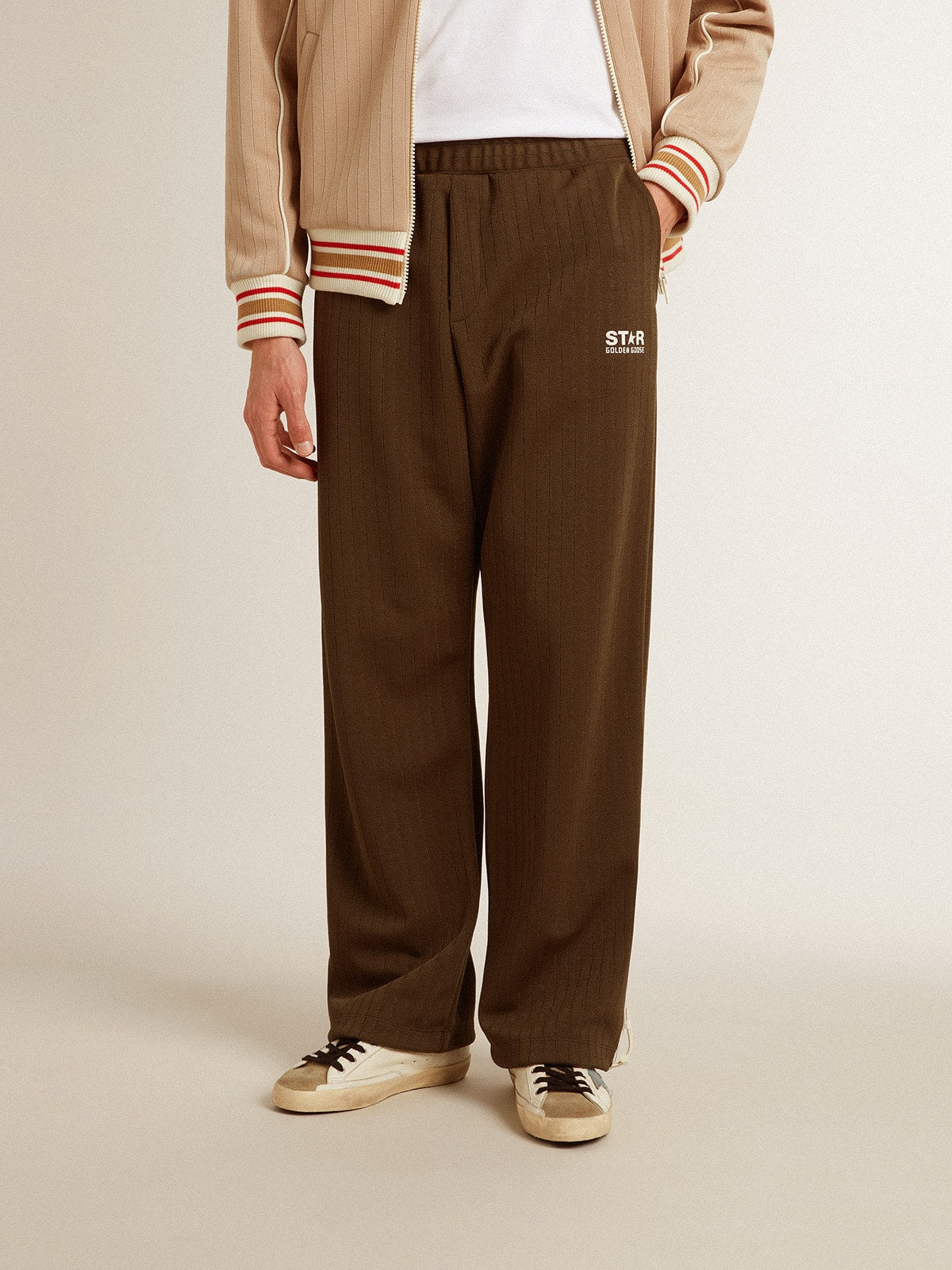Men’s military green joggers with white logo