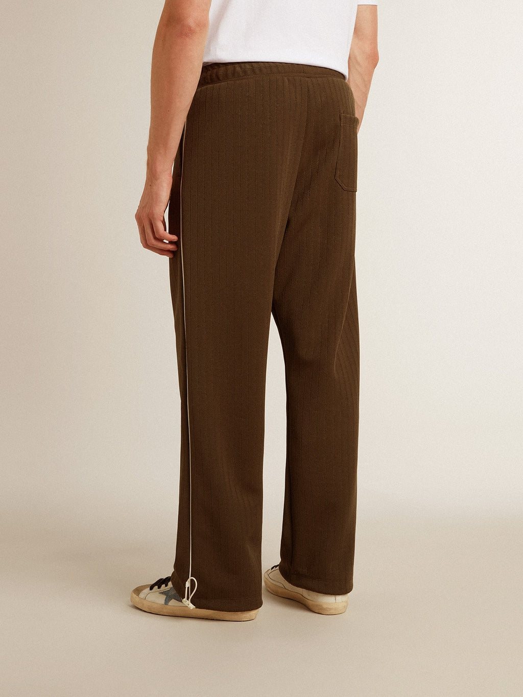 Men’s military green joggers with white logo