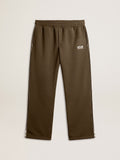 Men’s military green joggers with white logo
