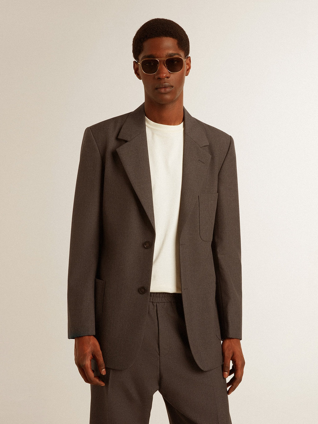 Men's tailored jacket in anthracite gray virgin wool