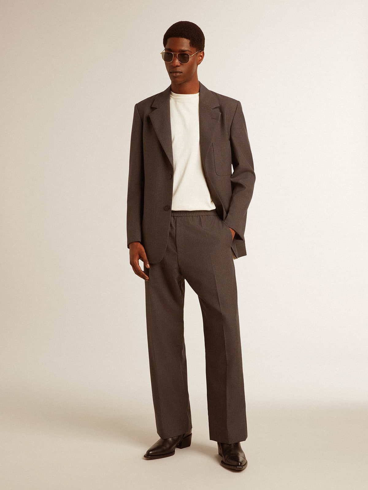 Men's tailored jacket in anthracite gray virgin wool