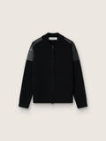 Men's black merino wool jacket with leather patches